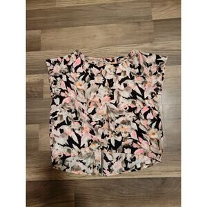 B Jewel floral short sleeve zipper back crop top Size M